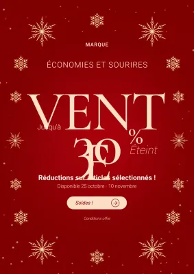 Affiche promotionnelle de solde minimaliste classique rouge et blanche
