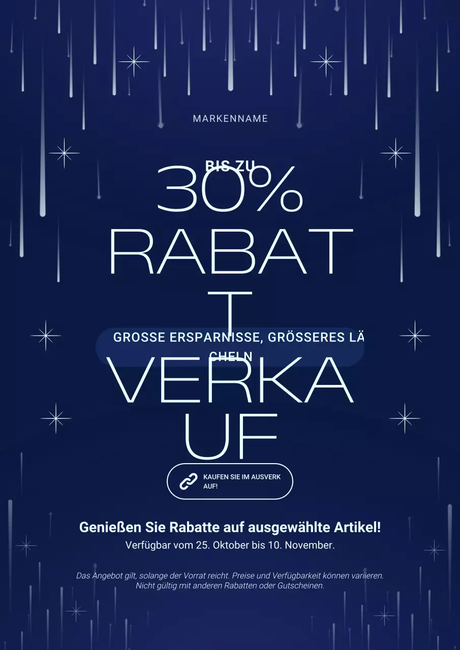 Modernes minimalistisches Neujahrsplakat in Blau und Weiß