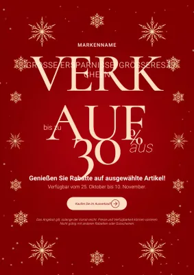 Minimalistisches, klassisches Verkaufsplakat in Rot und Weiß