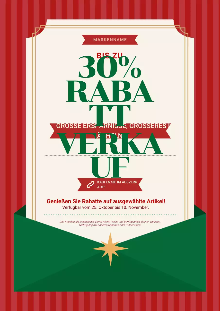 Minimalistisches Weihnachtsplakat in Rot und Grün