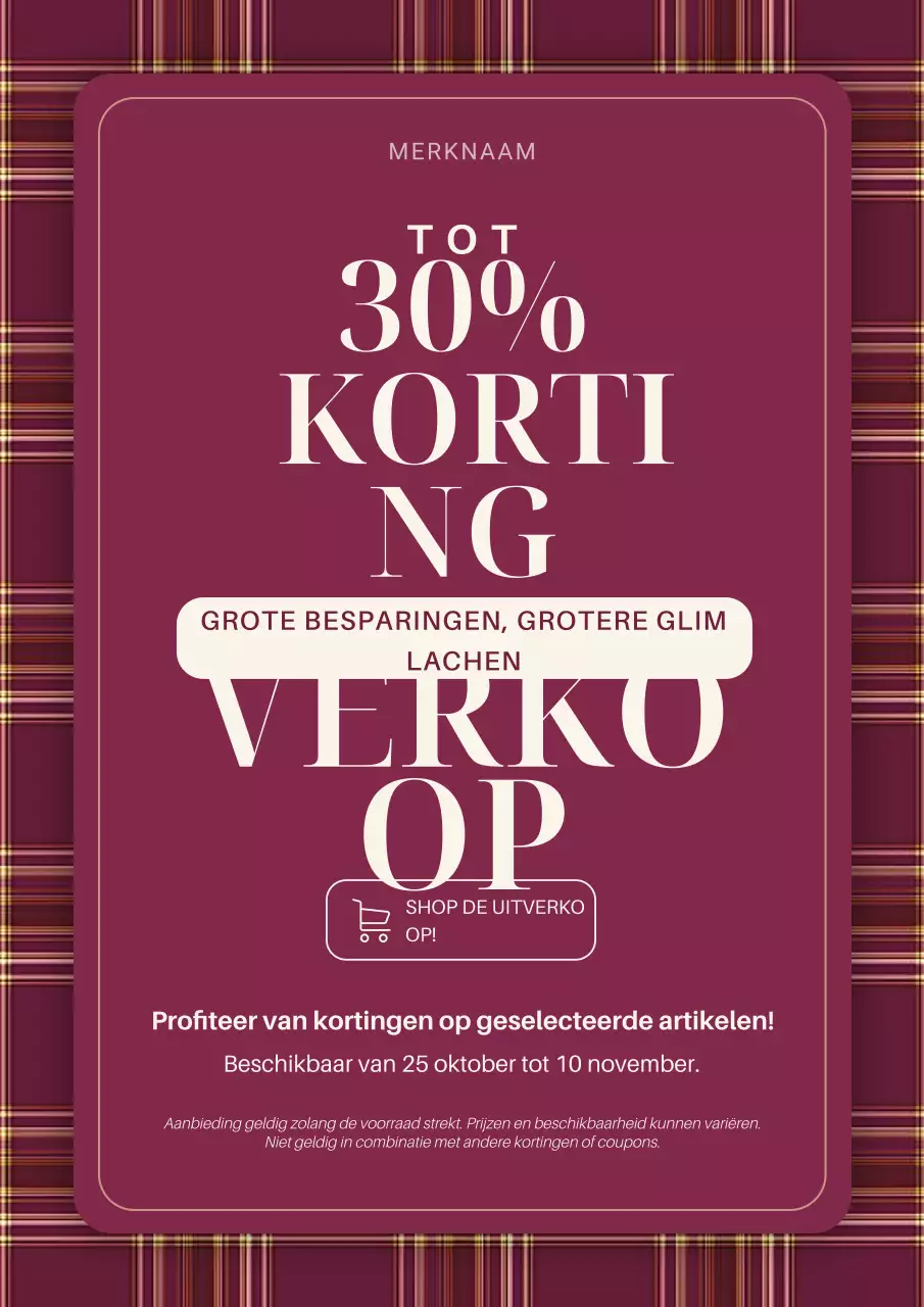 Paars en wit modern minimalistisch kerstuitverkoopposter