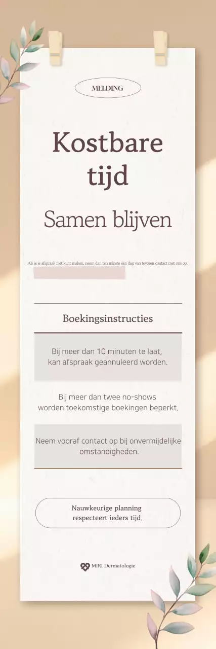 Beige Eenvoudige Reserveringsinformatie Kennisgeving