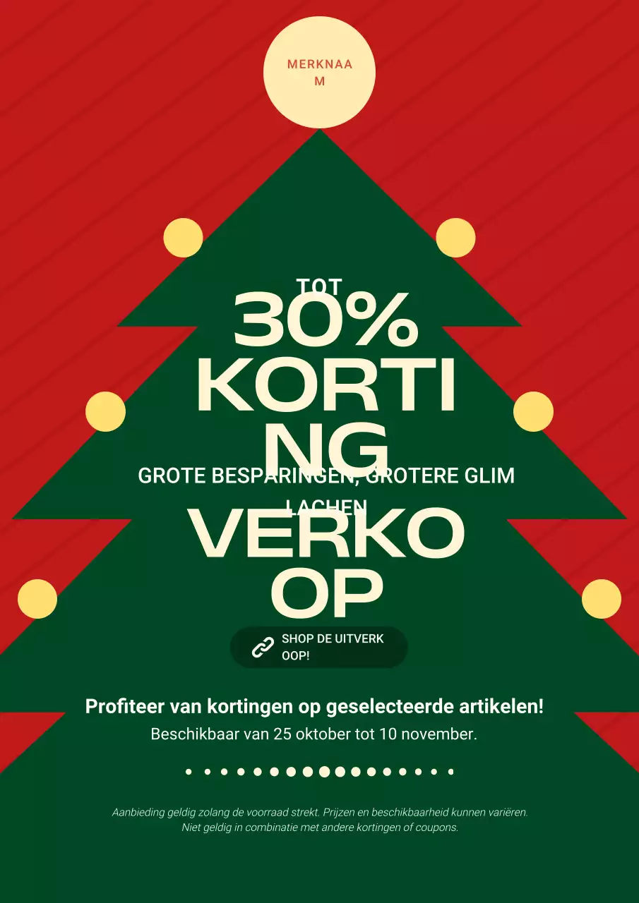 Groen en rood opvallend illustratief kerstuitverkoopposter