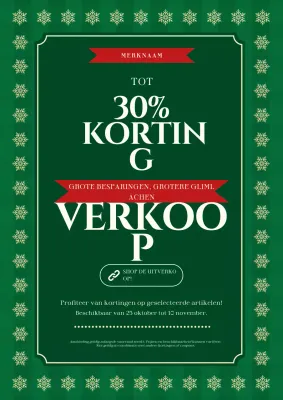 Groen en wit minimalistische moderne kerstuitverkoopposter