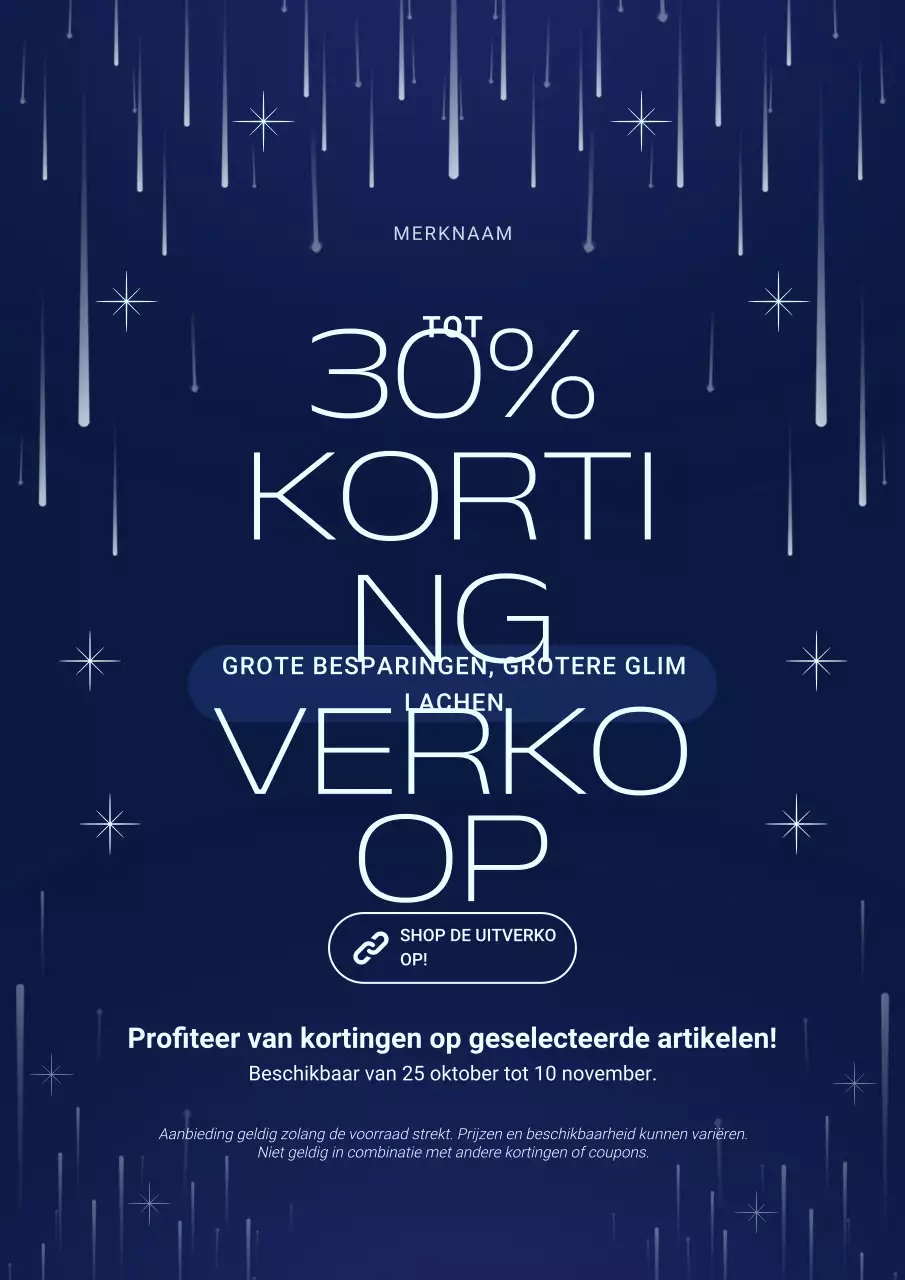 Blauwe en witte moderne minimalistische nieuwjaarspromotieposter