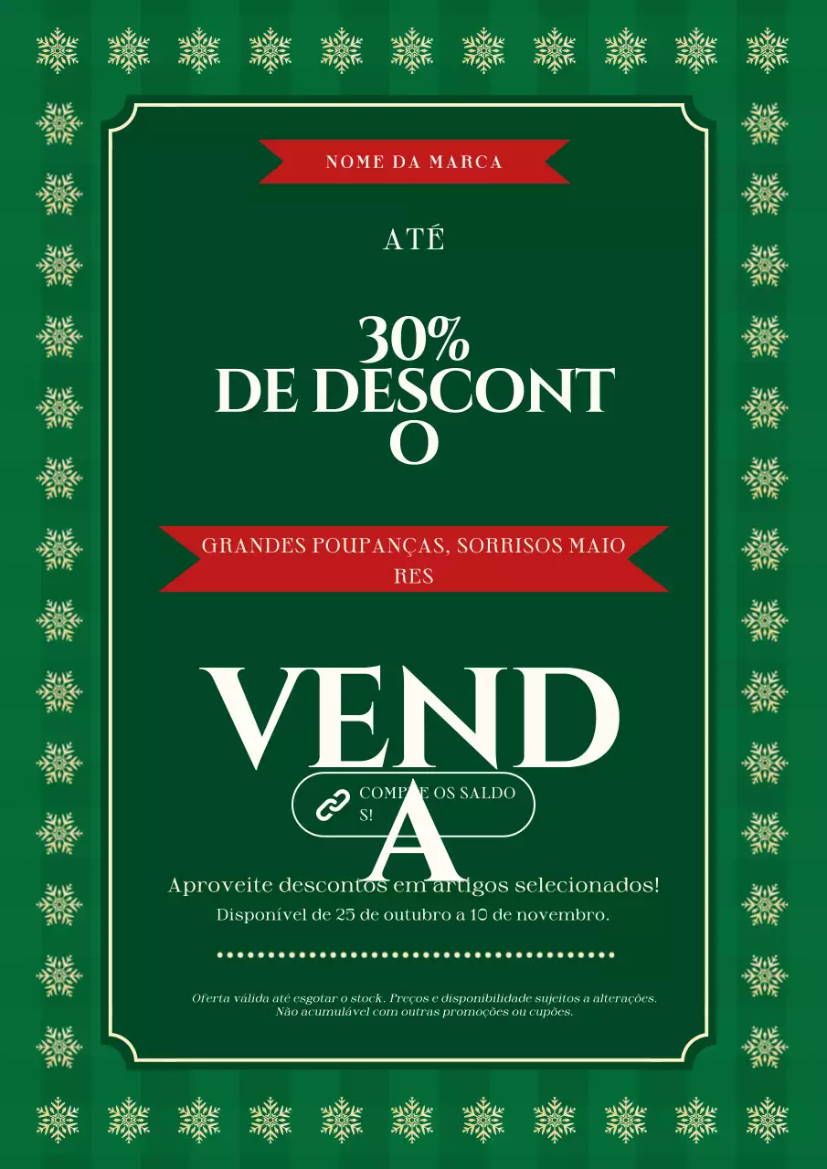 Pôster minimalista moderno de Natal em verde e branco para promoção.