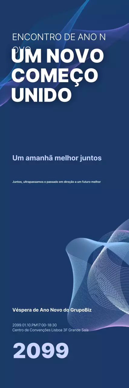 Evento de festa de Ano Novo Moderno em Azul