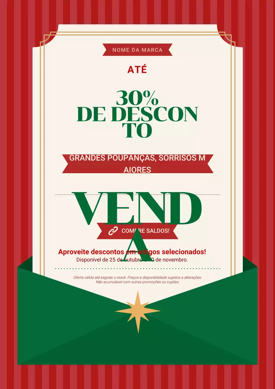 Pôster minimalista de Natal em vermelho e verde