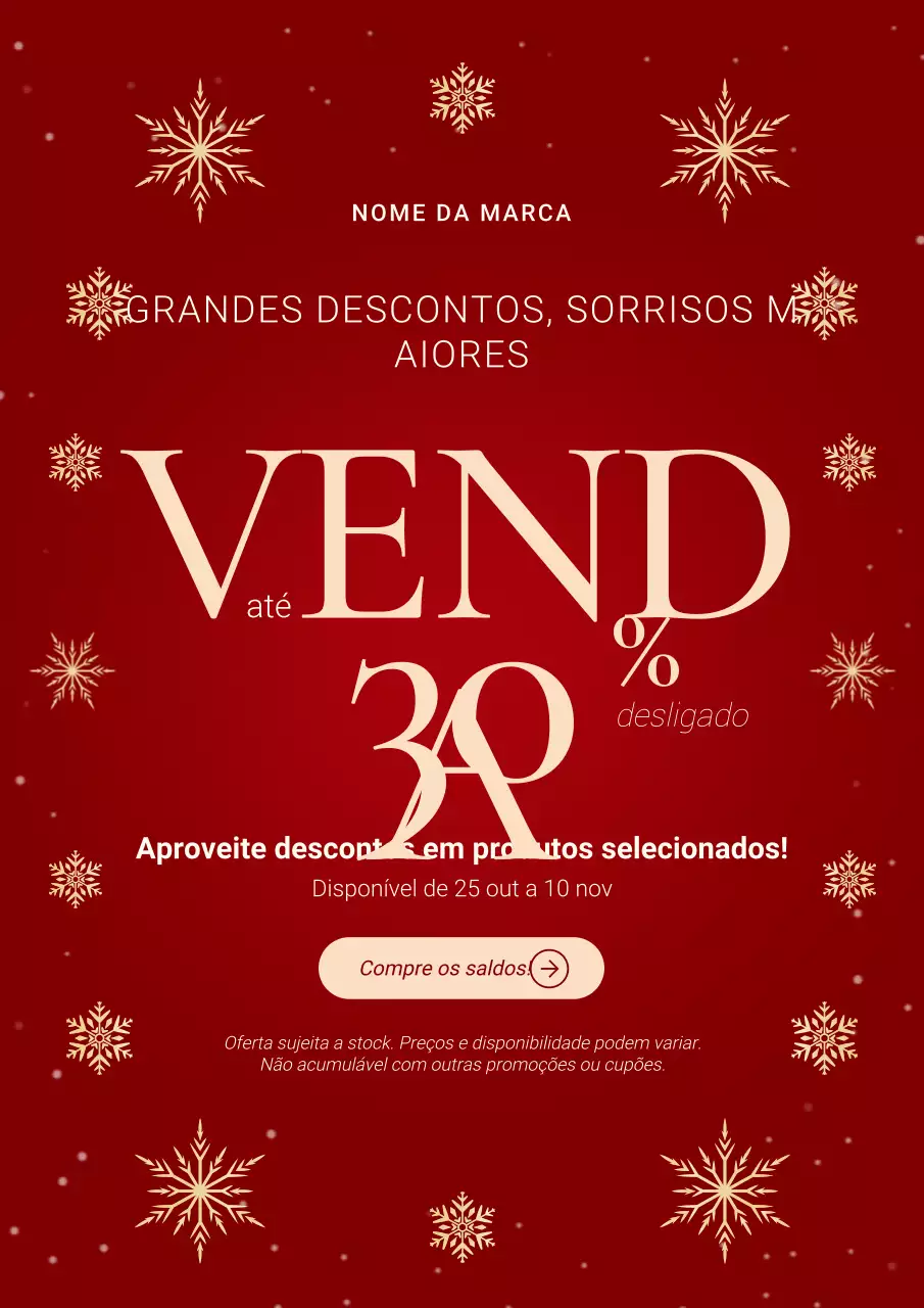 Pôster promocional minimalista clássico em vermelho e branco