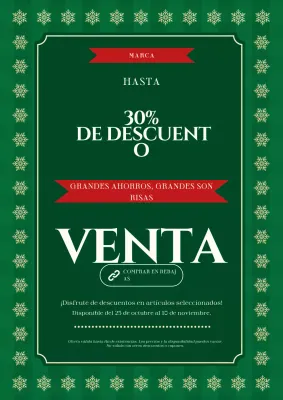 Póster de rebajas navideñas minimalista moderno en verde y blanco