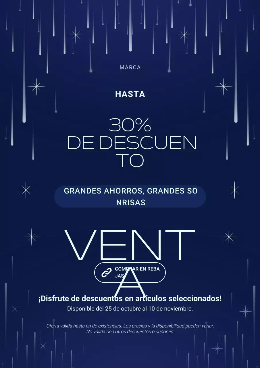 Póster promocional de Año Nuevo moderno y minimalista en azul y blanco