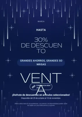 Póster promocional de Año Nuevo moderno y minimalista en azul y blanco