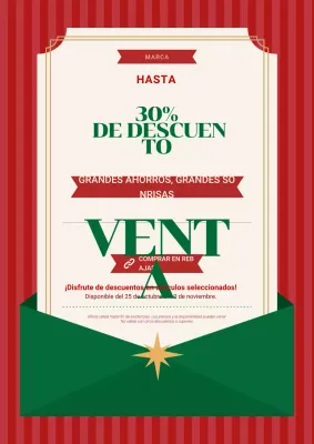 Póster minimalista rojo y verde para rebajas navideñas