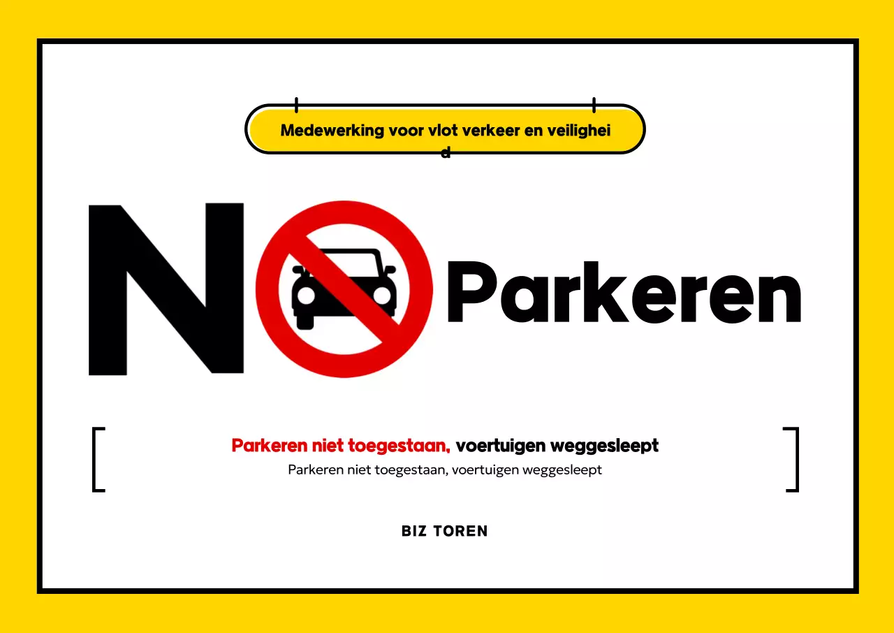 Geel eenvoudig parkeerverbodsbord