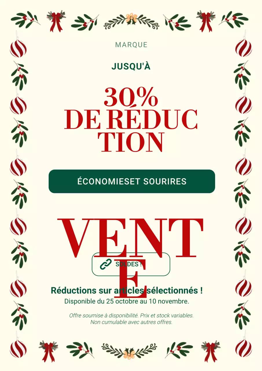 Affiche de Noël moderne minimaliste blanche et rouge