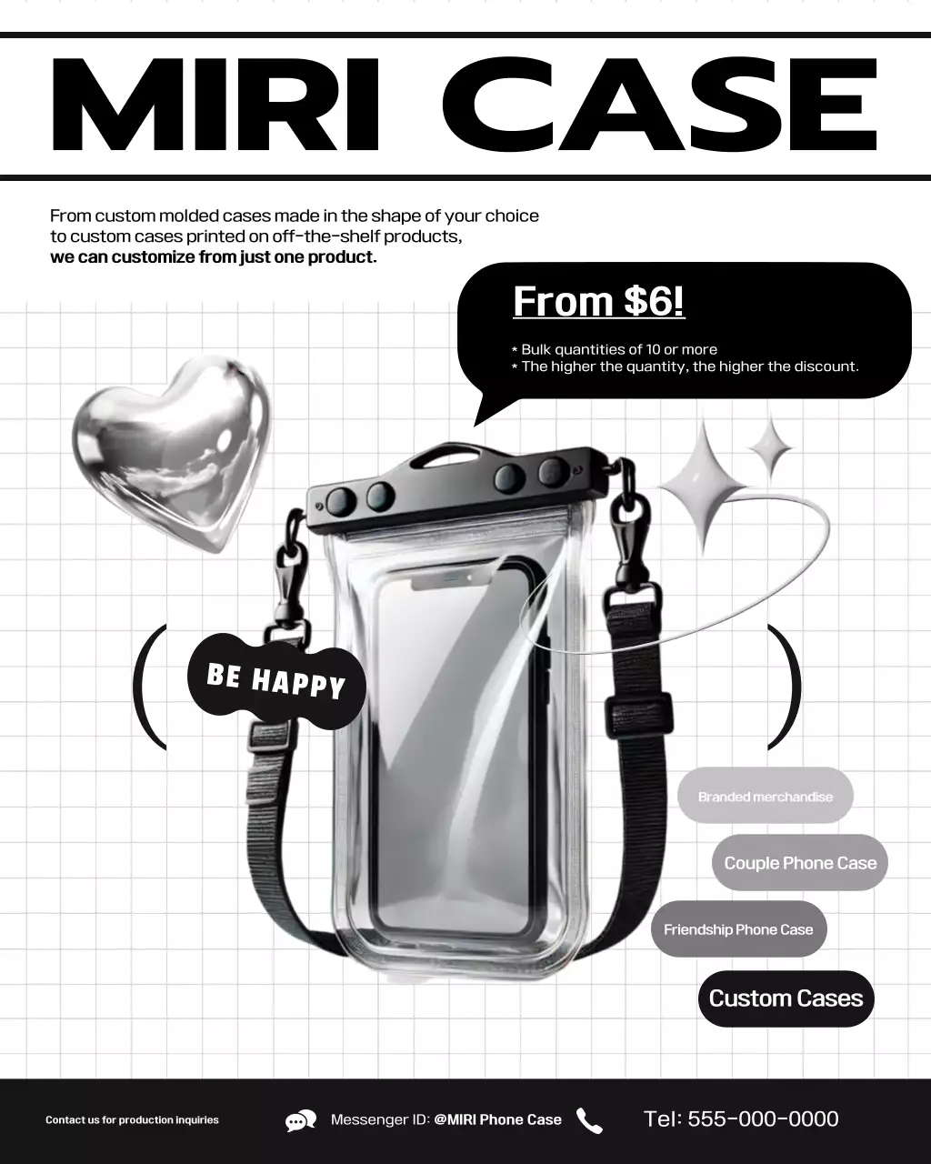 Black and white modern smartphone case advertisement