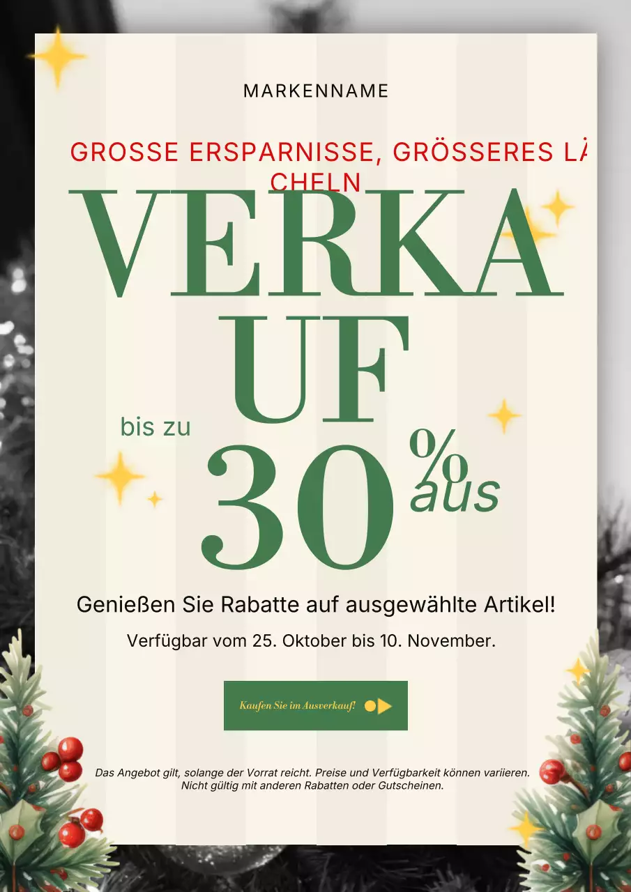 Weißes und grünes Vintage-Weihnachtsplakat