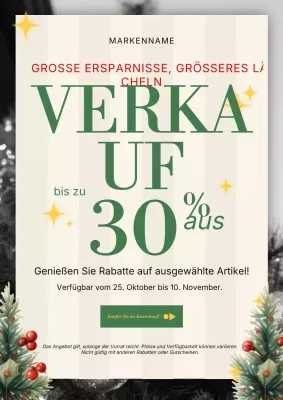 Weißes und grünes Vintage-Weihnachtsplakat