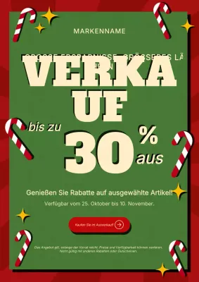Grünes und rotes Retro-Weihnachtsplakat