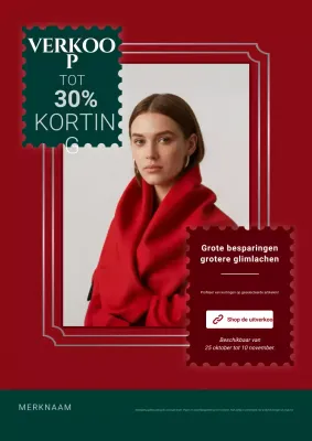 Rode en witte klassieke minimalistische kerstuitverkoopposter