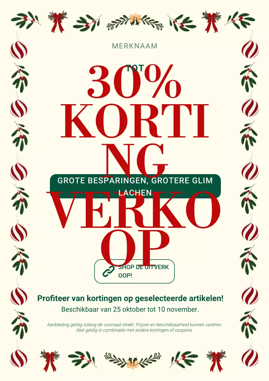 Witte en rode minimalistische moderne kerstuitverkoopposter