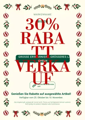 Minimalistisches, modernes Weihnachtsplakat in Weiß und Rot