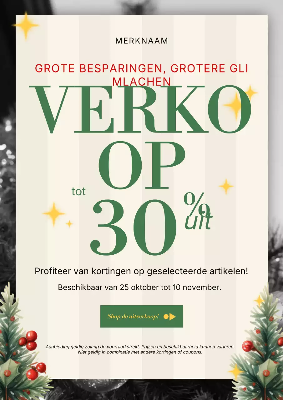 Witte en groene vintage klassieke kerstpromotieposter
