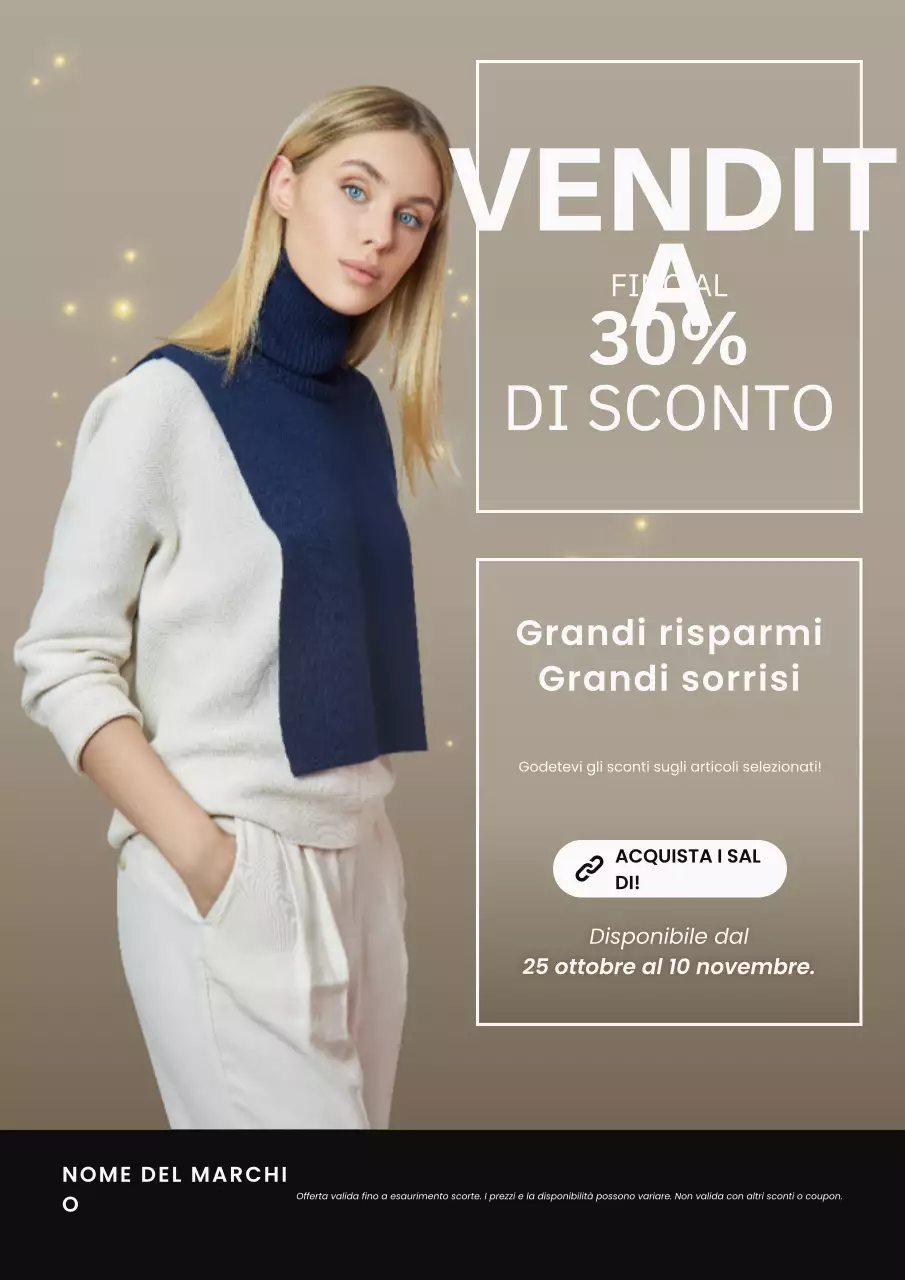 Manifesto di vendita di Capodanno in stile minimalista beige e bianco