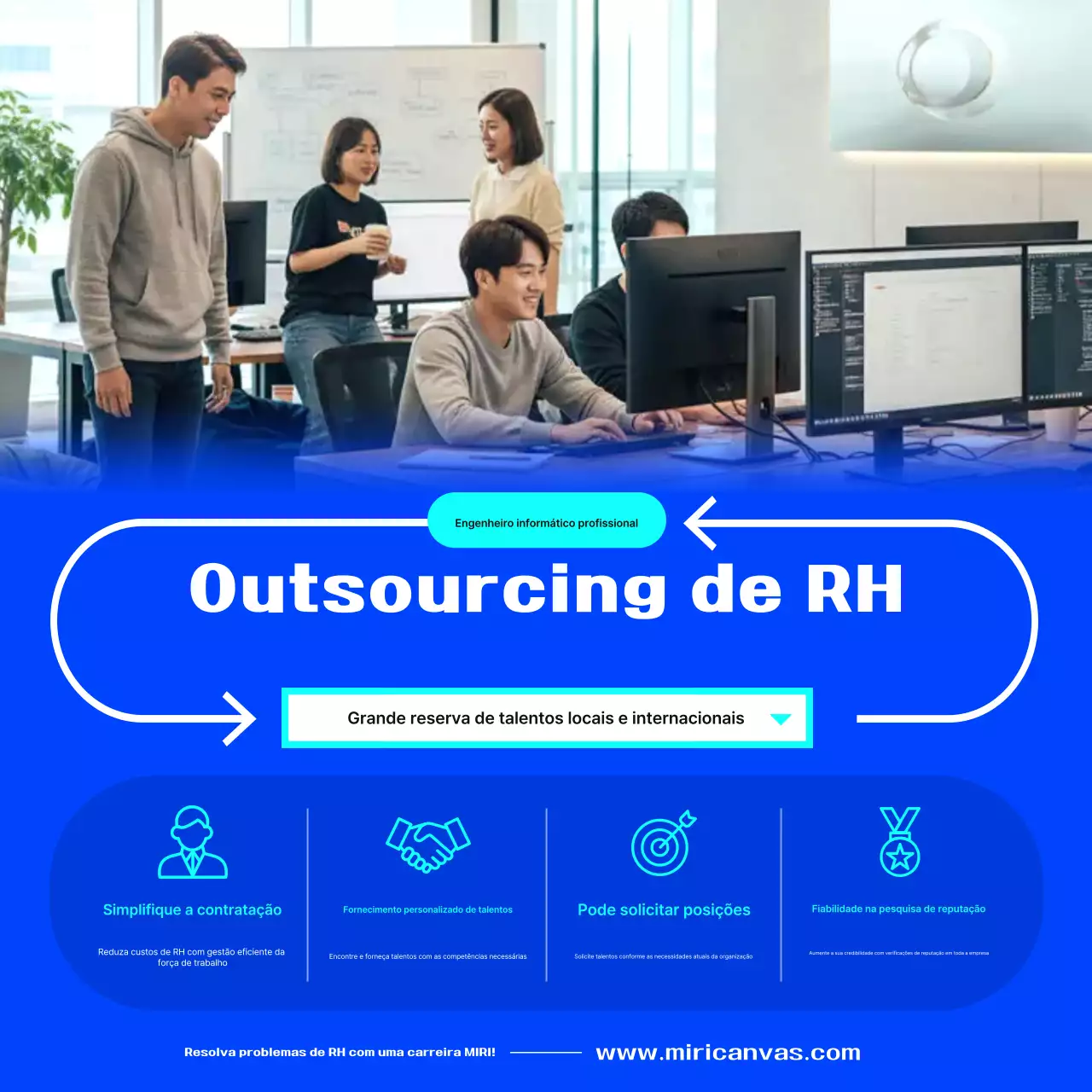 Publicidade de Recursos Humanos Moderna Azul