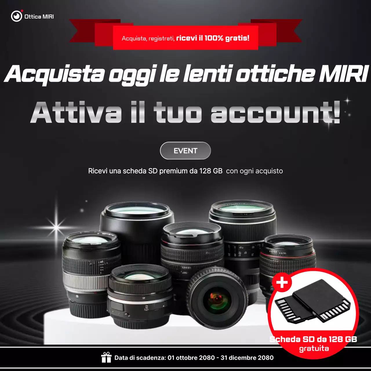 Evento Obiettivo per Fotocamera Moderna Nera