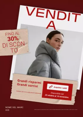 Manifesto di vendita di Capodanno moderno e audace rosso e bianco