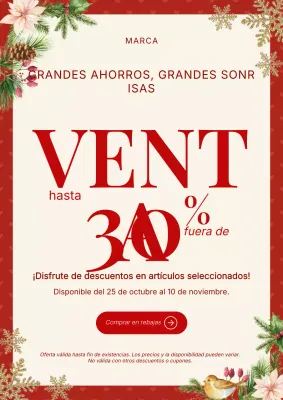 Póster promocional navideño clásico vintage en blanco y rojo