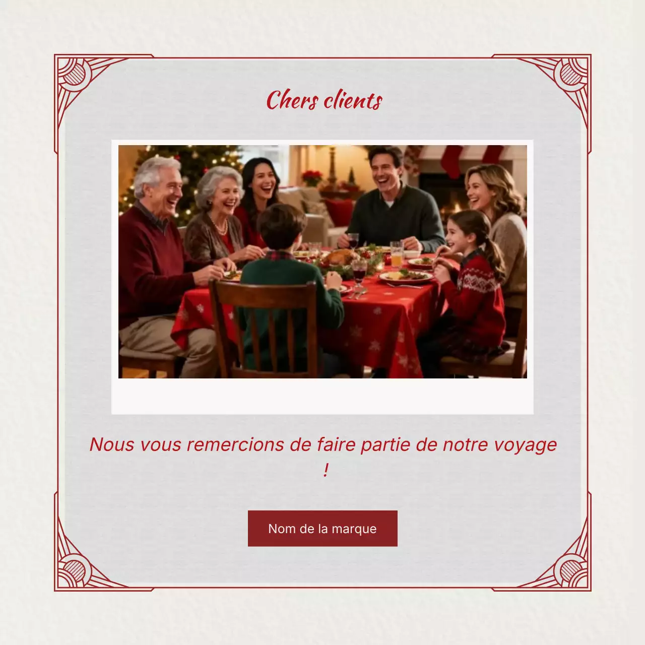 Carte de vœux de Noël simple rouge et grise pour les réseaux sociaux