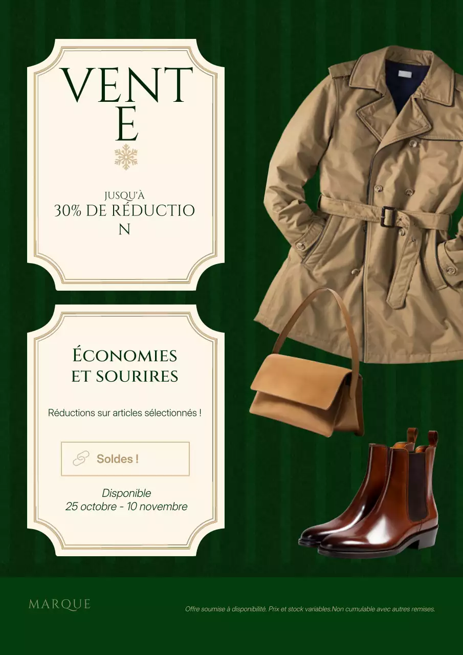 Affiche de Noël vintage classique verte et crème