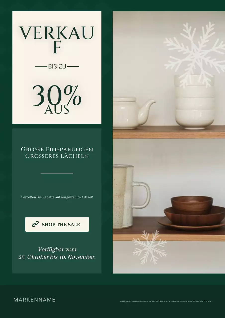 Minimalistisches Weihnachtsplakat in Grün und Beige