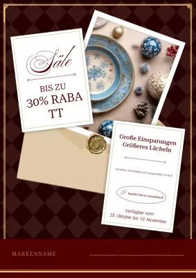 Klassisches minimalistisches Weihnachtsplakat in Bordeauxrot und Weiß