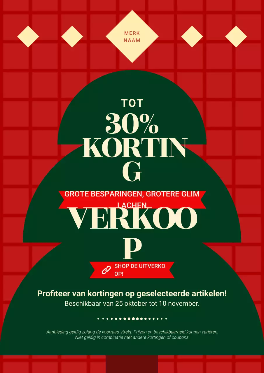 Rode en groene geometrische klassieke kerstuitverkoopposter