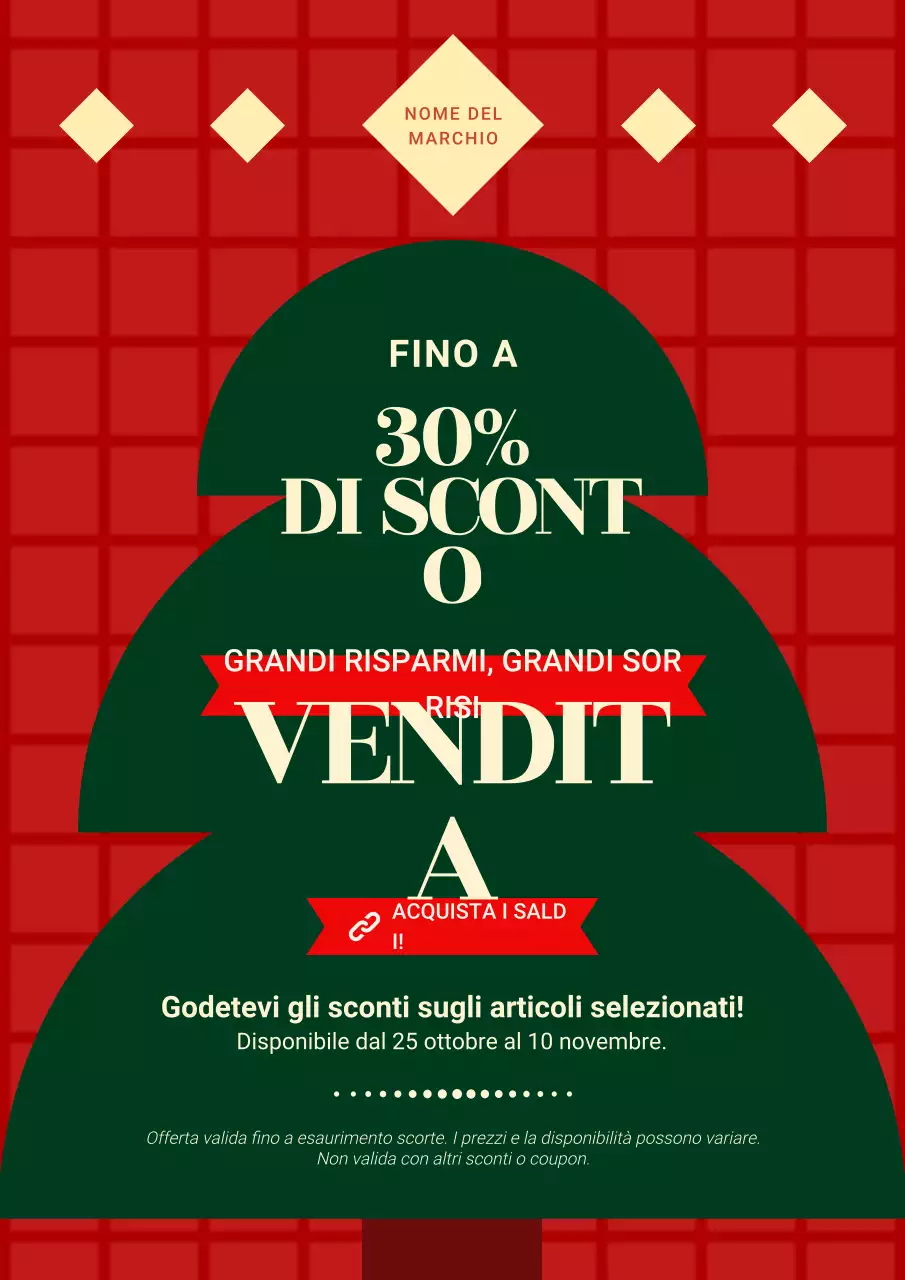 Manifesto di Natale classico geometrico rosso e verde