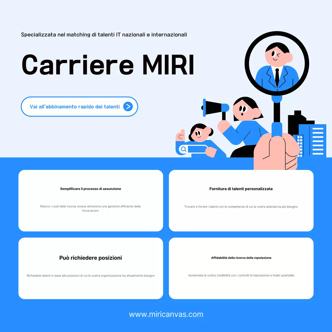 Annuncio pubblicitario di abbinamento di talenti moderni blu cielo