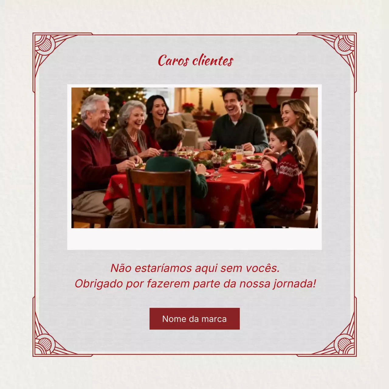 Cartão de Natal simples em vermelho e cinza para redes sociais.