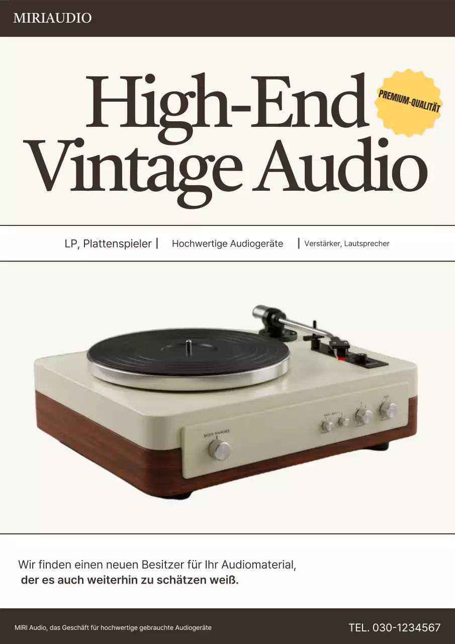 Beige Vintage-Audiowerbung