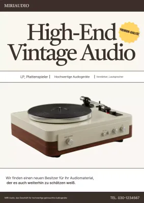 Beige Vintage-Audiowerbung
