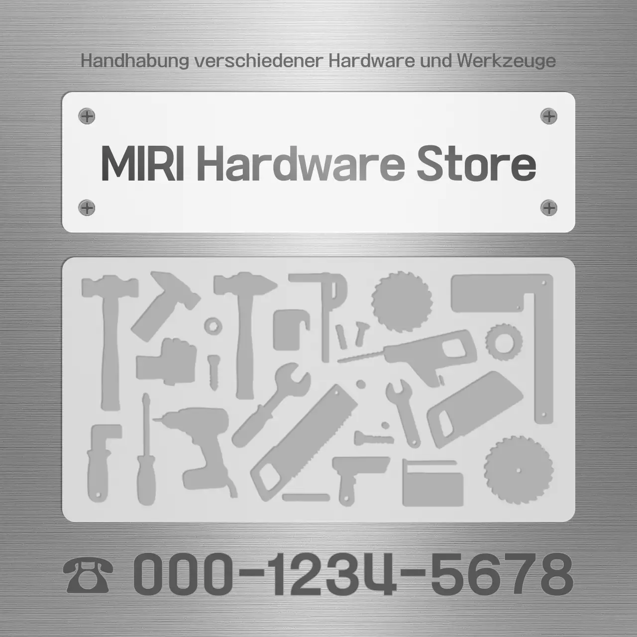 Werbung für den Gray Simple Hardware Store