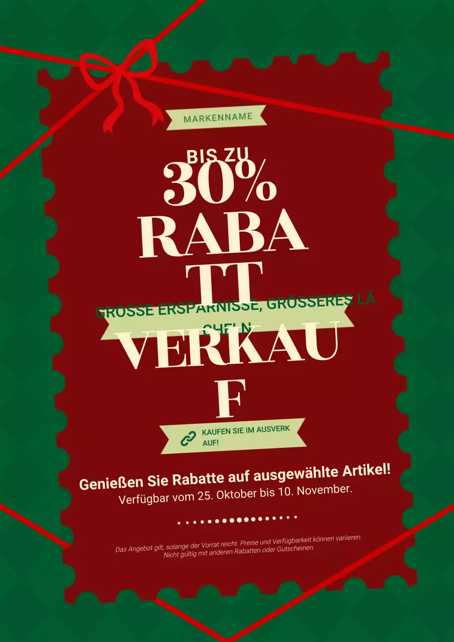 Rotes und grünes minimalistisches Vintage-Weihnachtsplakat