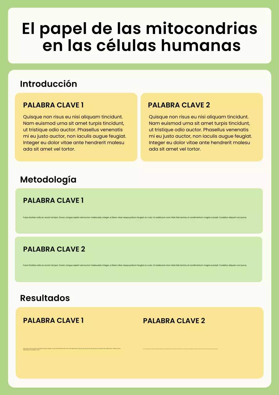 Póster del documento de ciencia moderna verde