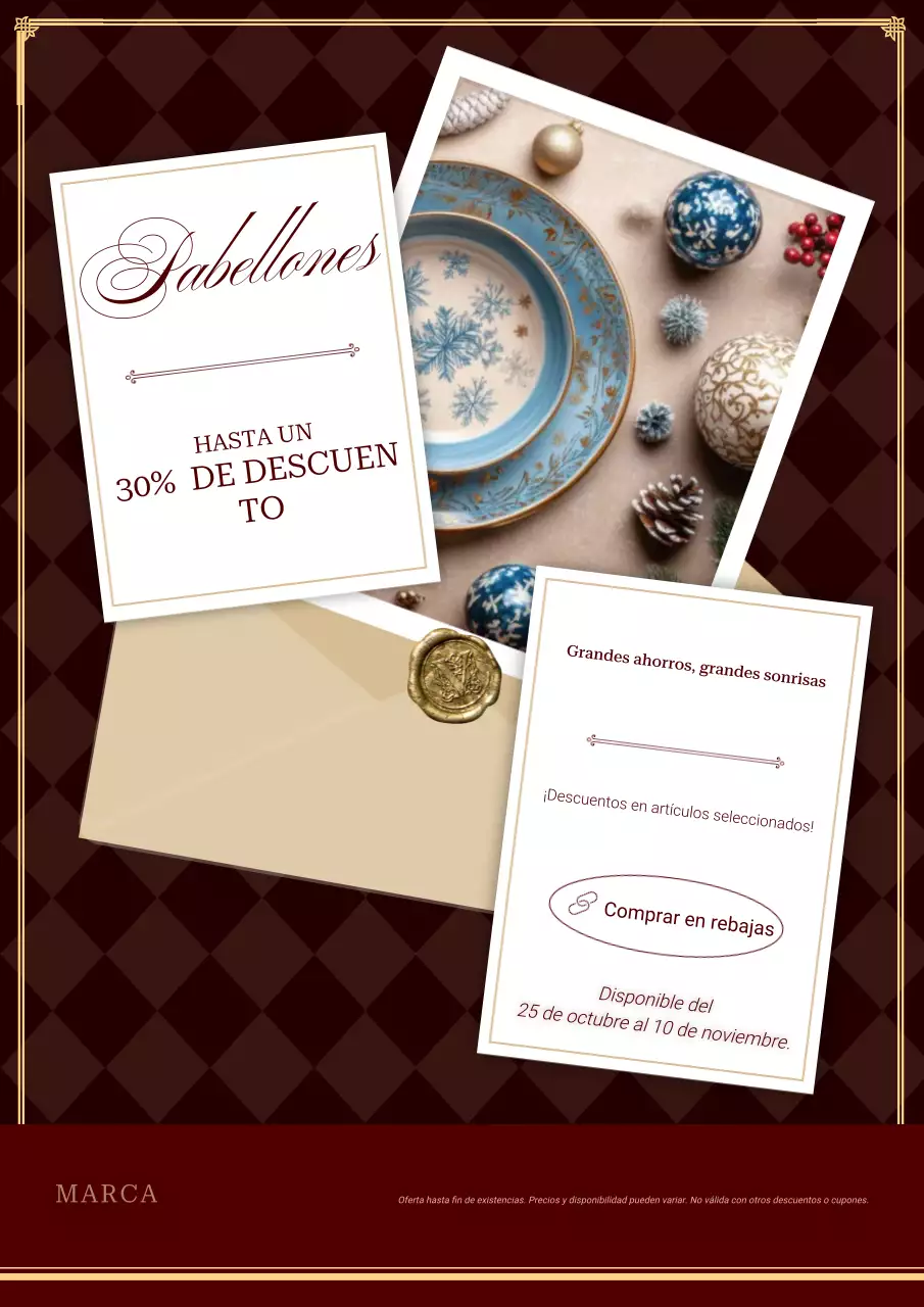 Póster clásico minimalista de rebajas navideñas en granate y blanco