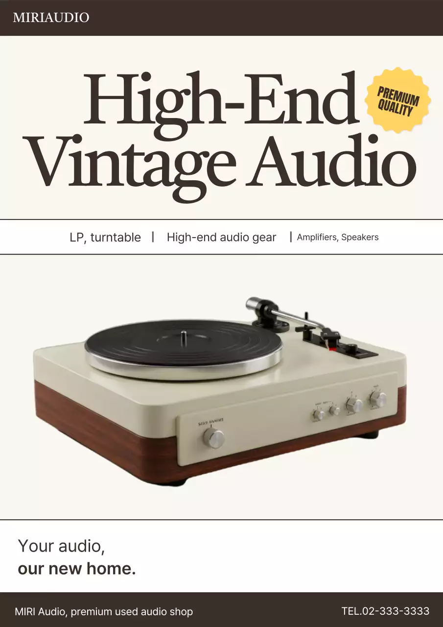 Quảng cáo âm thanh cổ điển màu be