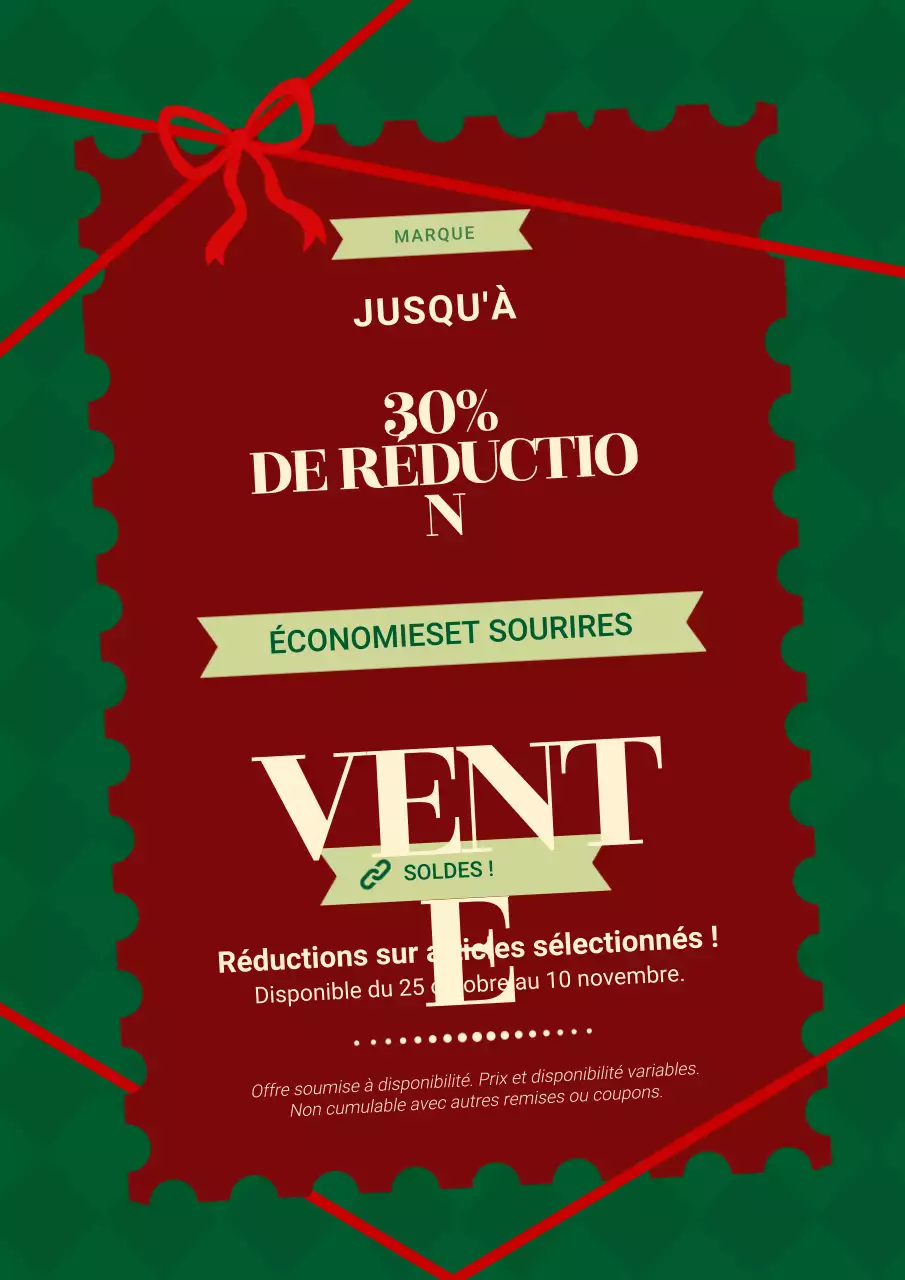 Affiche de Noël minimaliste vintage rouge et verte