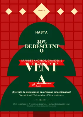 Póster clásico geométrico rojo y verde de rebajas navideñas