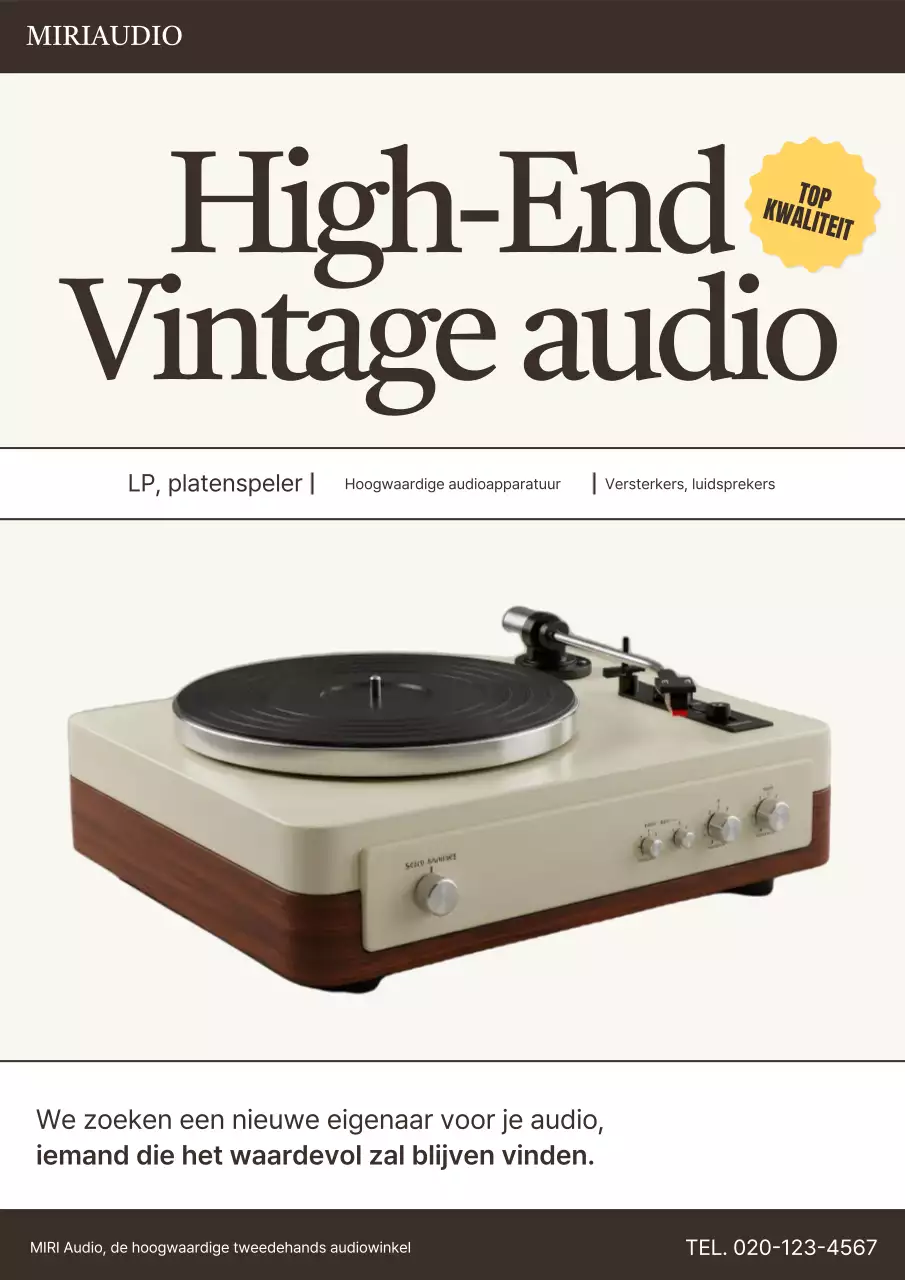 Beige Vintage Audio Advertentie